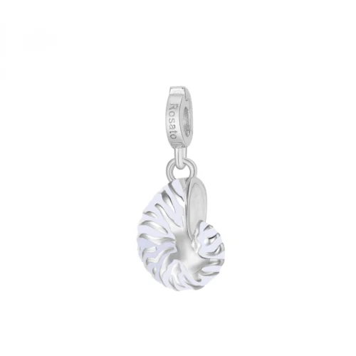 charm con conchiglia in argento e smalto bianco rosato gioielli