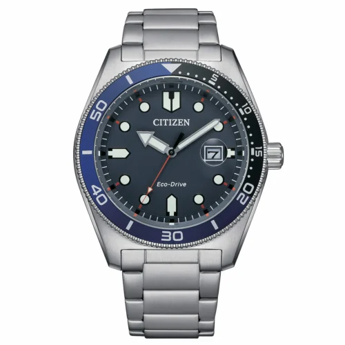 citizen eco drive uomo orologio blu e nero in acciaio