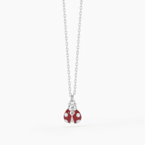 Collana Mabina Gioielli in Argento con Coccinella smaltata e Zirconi