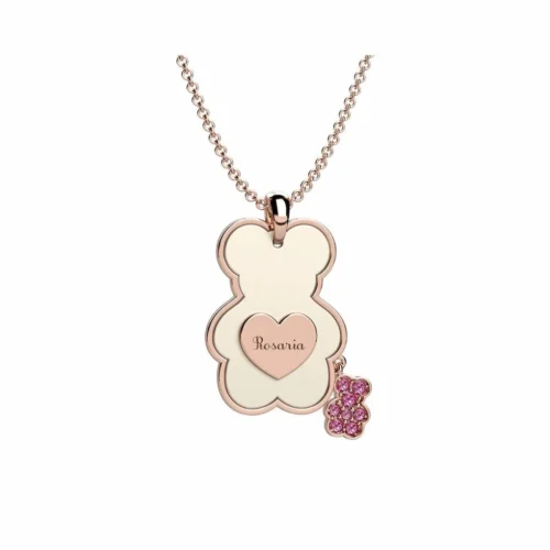 collana lunga con orso in oro e rosa donna mamma nanan bijou