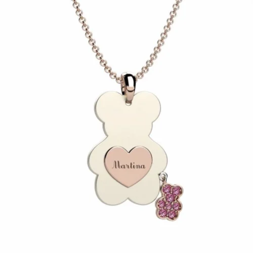 collana orso rosa in oro e ceramica donna nanan bijou