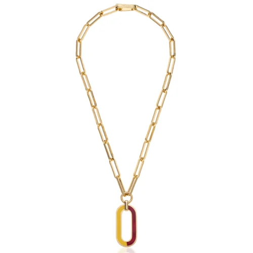 collana in bronzo dorato donna con smalto rosso e giallo unoaerre fashion