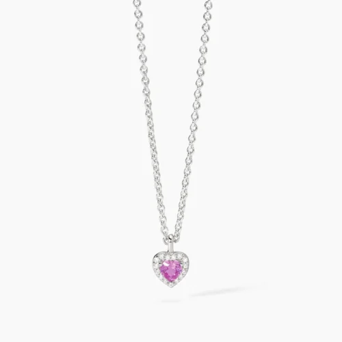 collana argento donna cuore rosa mabina