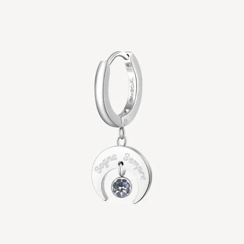 hoop cerchio luna e cristallo pendente in acciaio brosway donna chakra