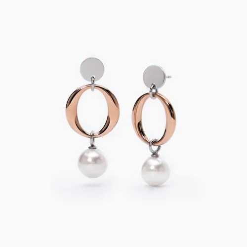 orecchini cerchio rosato perla 2jewels donna