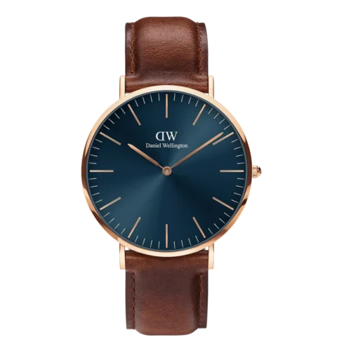 daniel wellington uomo pelle marrone e blu