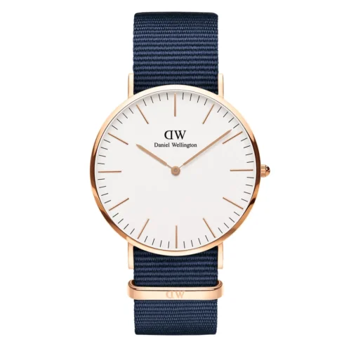 orologio uomo 40mm quadrante bianco e rosè nato blu wellington