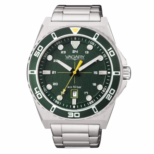 orologio uomo verde giallo acciaio vagary citizen