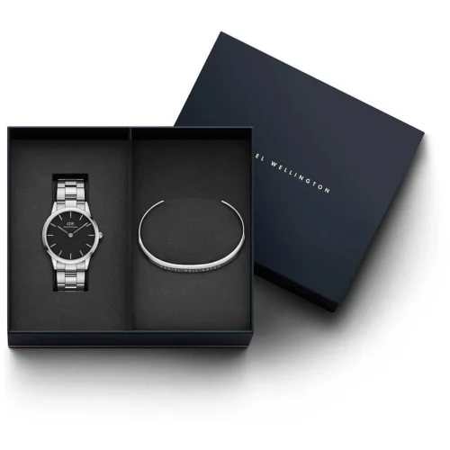 box uomo orologio e bracciale nero daniel wellington